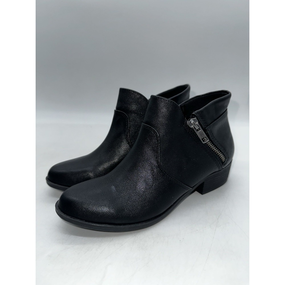 Sun + Stone Adelinee Womens Zip Ankle Booties Black Faux Leather US Size 5 M